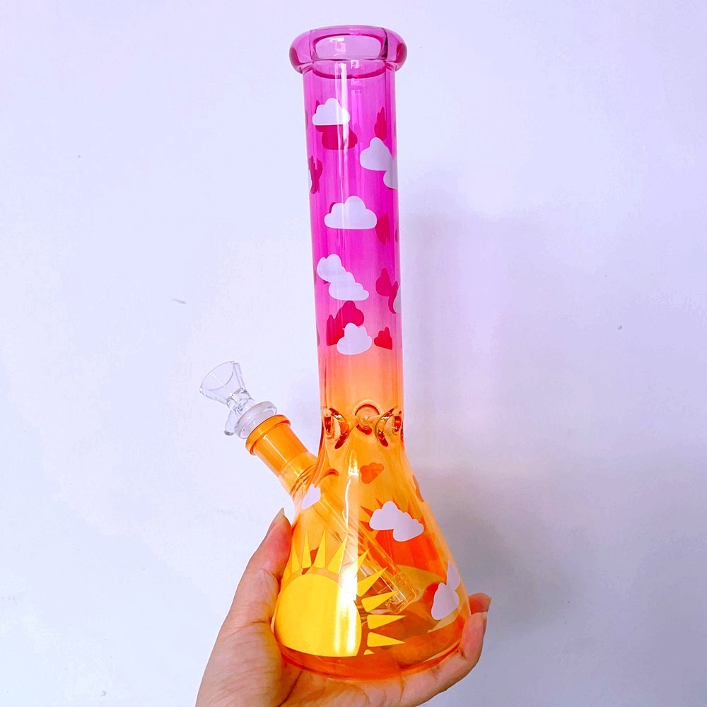 9.8inchs tall Beaker bong Hookahs smoking Water pipes Bubbler downstem perc thick glass water bongs with 14mm bowl