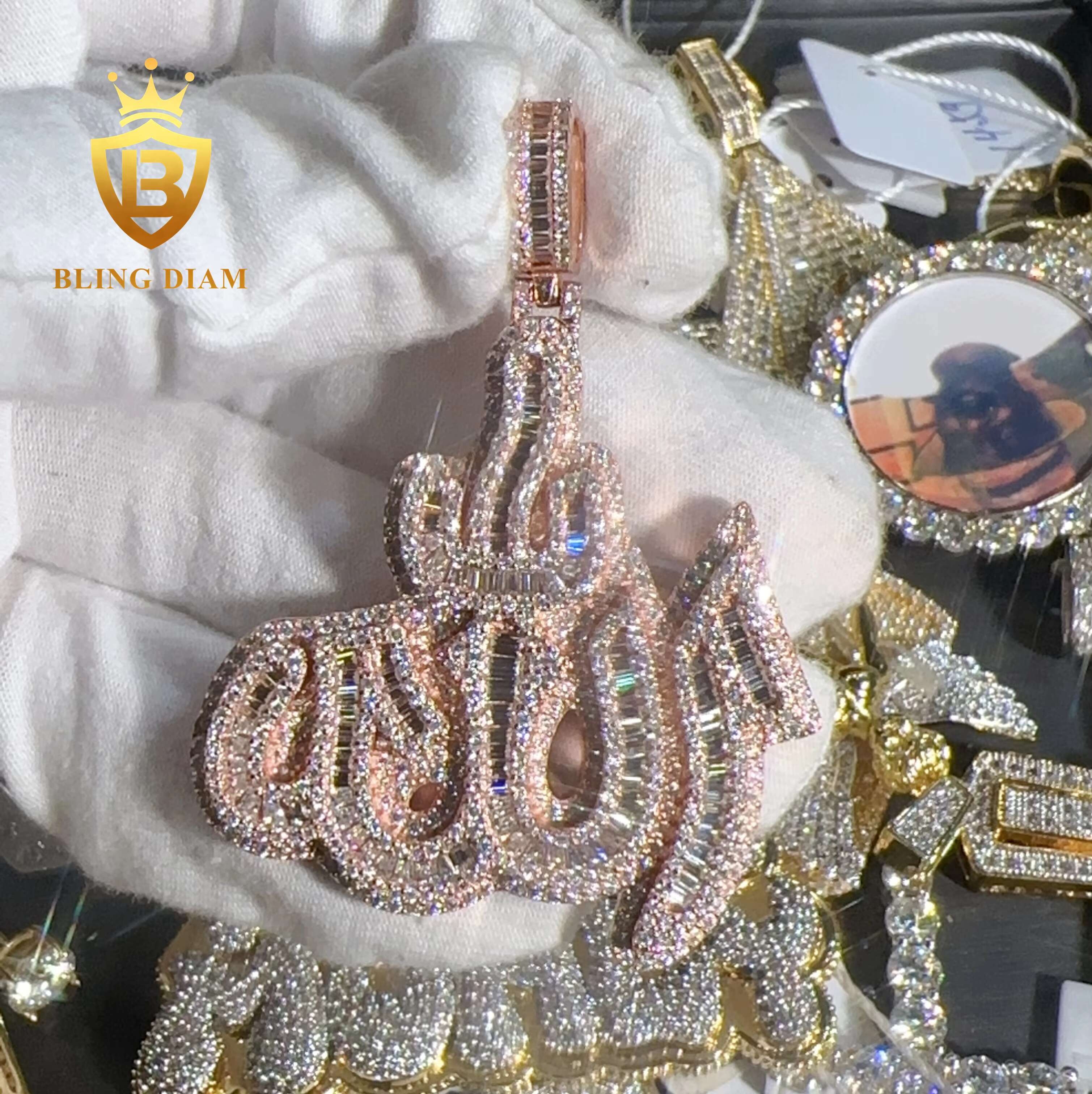Custom Anchor Pendant Iced Out S925 Moissanite Diamond Initial Pendant Hip Pop Pendant