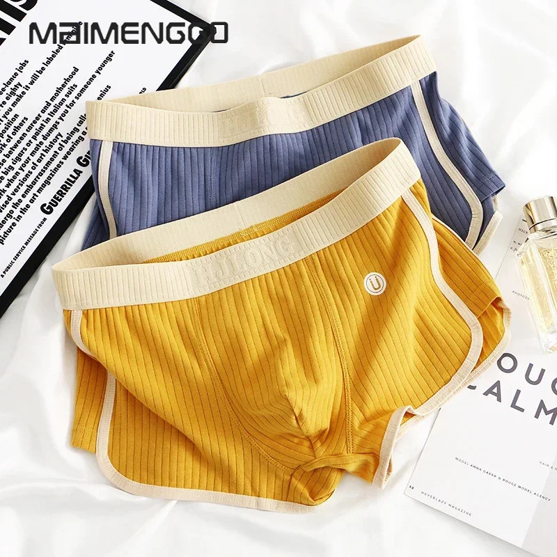 13 piece 100 pure cotton striped mens boxing sexy breathable mesh Ushaped crotch underwear high elasticity wide waistband 250417
