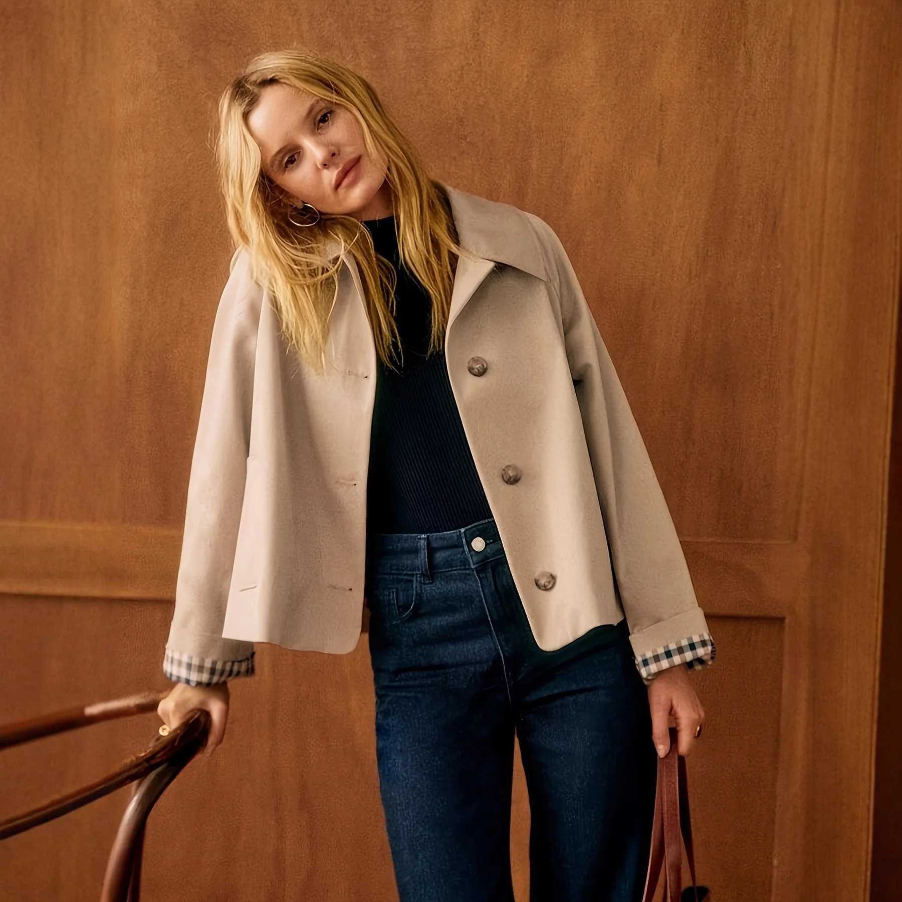 Women Stylish Autumn Blazer Lapel Collar Single Breasted Long Sleeve Jacket for Work Shopping Date Night J251124