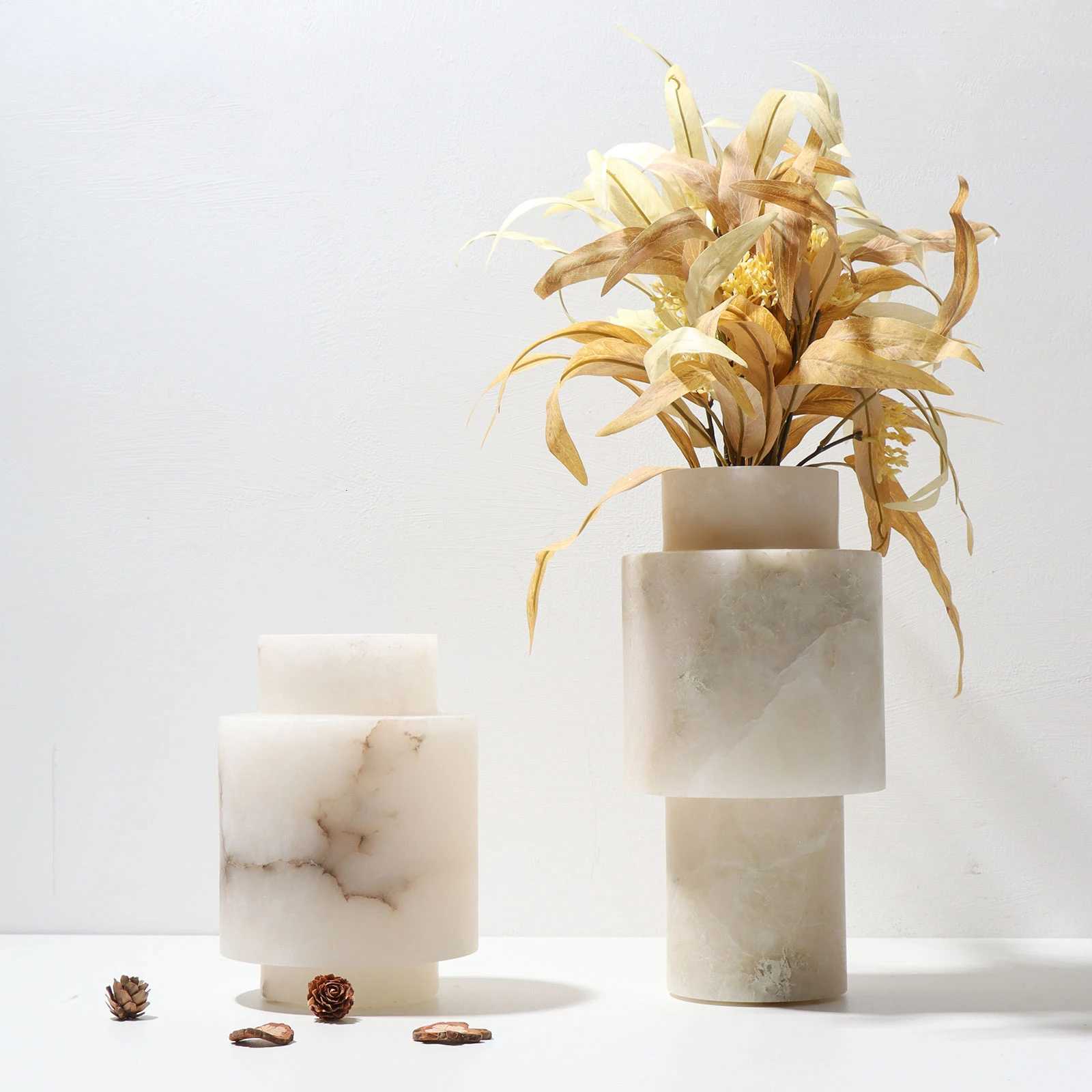 Modern Scandinavian White Onyx Natural Marble Vase Luxury Nordic Flower Vase Decoration Home C251124