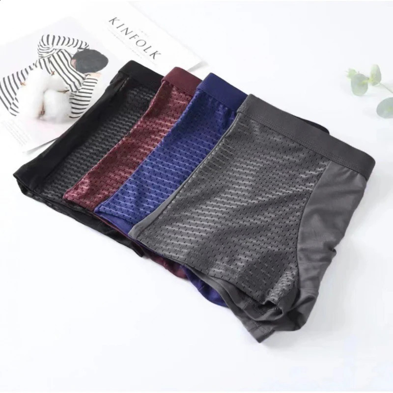 Alobee 4piece bamboo clothing boxing shorts mens ultrafine fiber underwear compression elasticity 250417