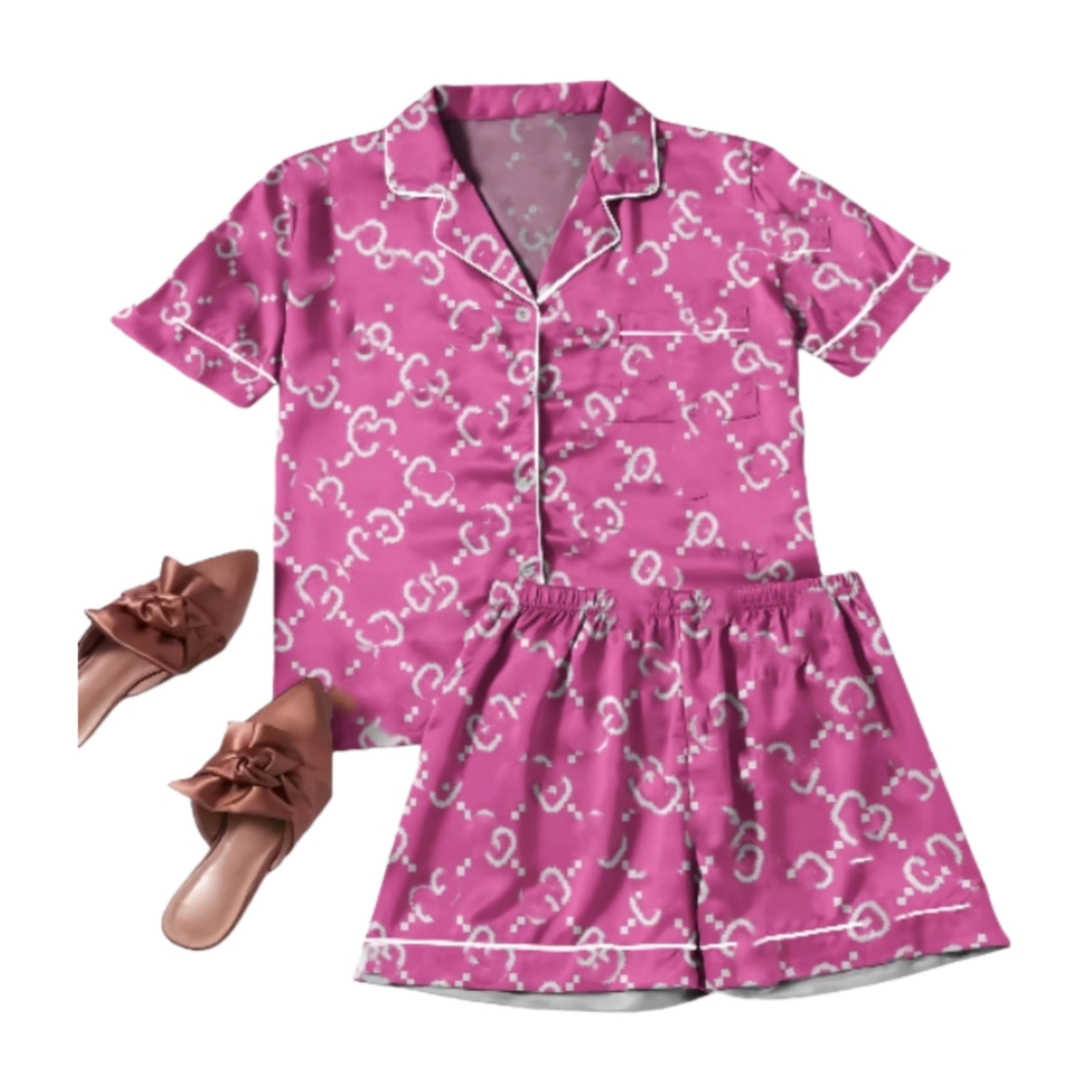 Women Sleep Lounge Short Sleeve Top and Shorts Set Pajamas Casual Homewears Free Ship