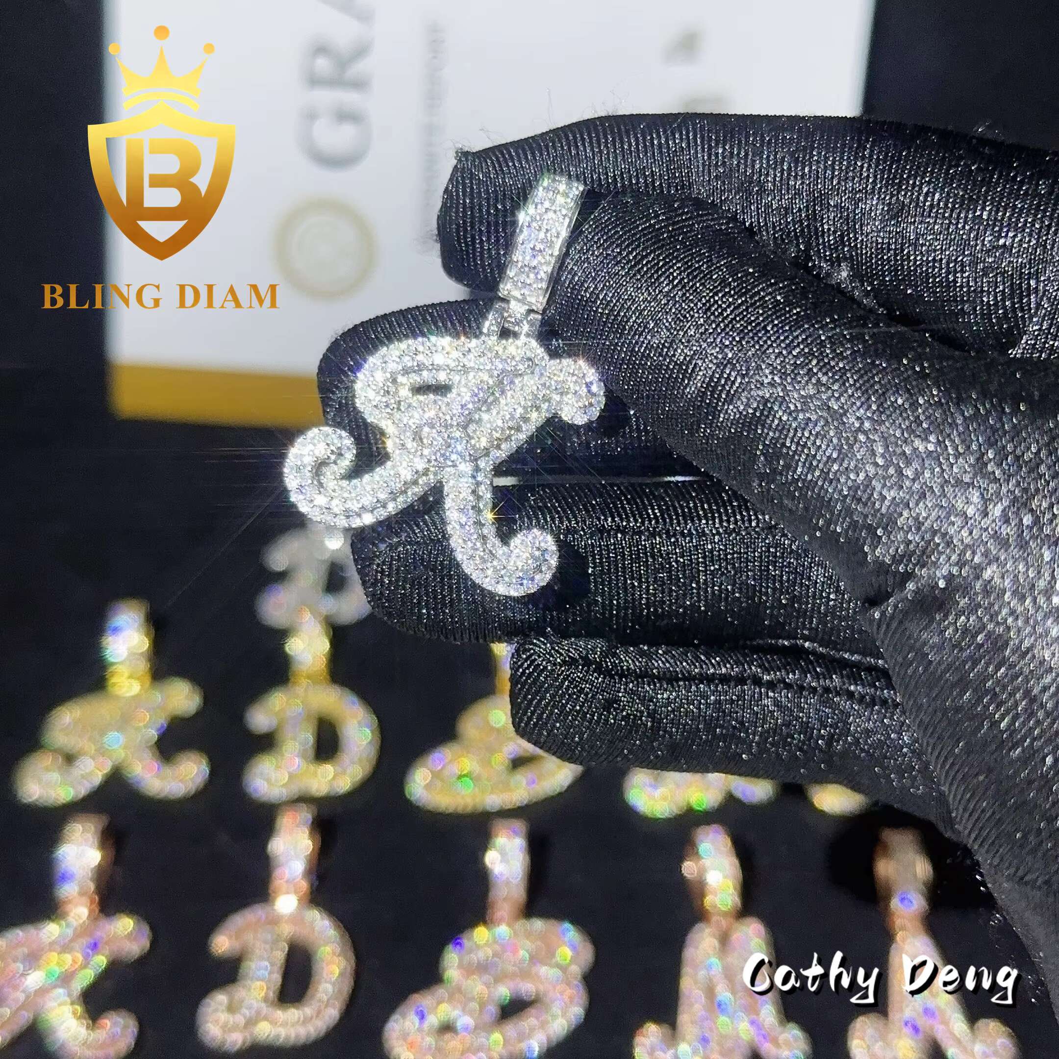 Wholesale Price Hip Hop Jewelry Moissanite Diamond Letter Splicing Pendant 925 Silver Charm Pendant Pass Diamond Tester