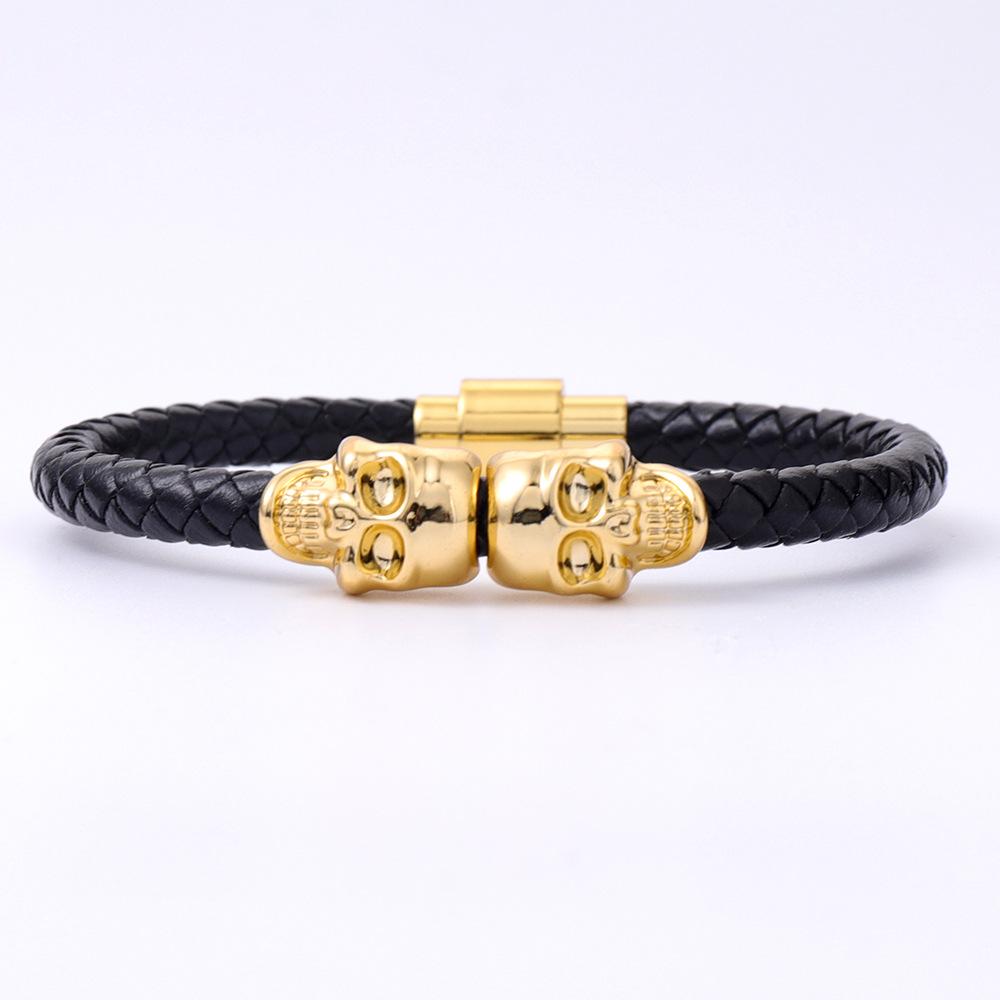 Skull Scalp Leather Bracelet Popular Men's Charm Bracelet Jewelry