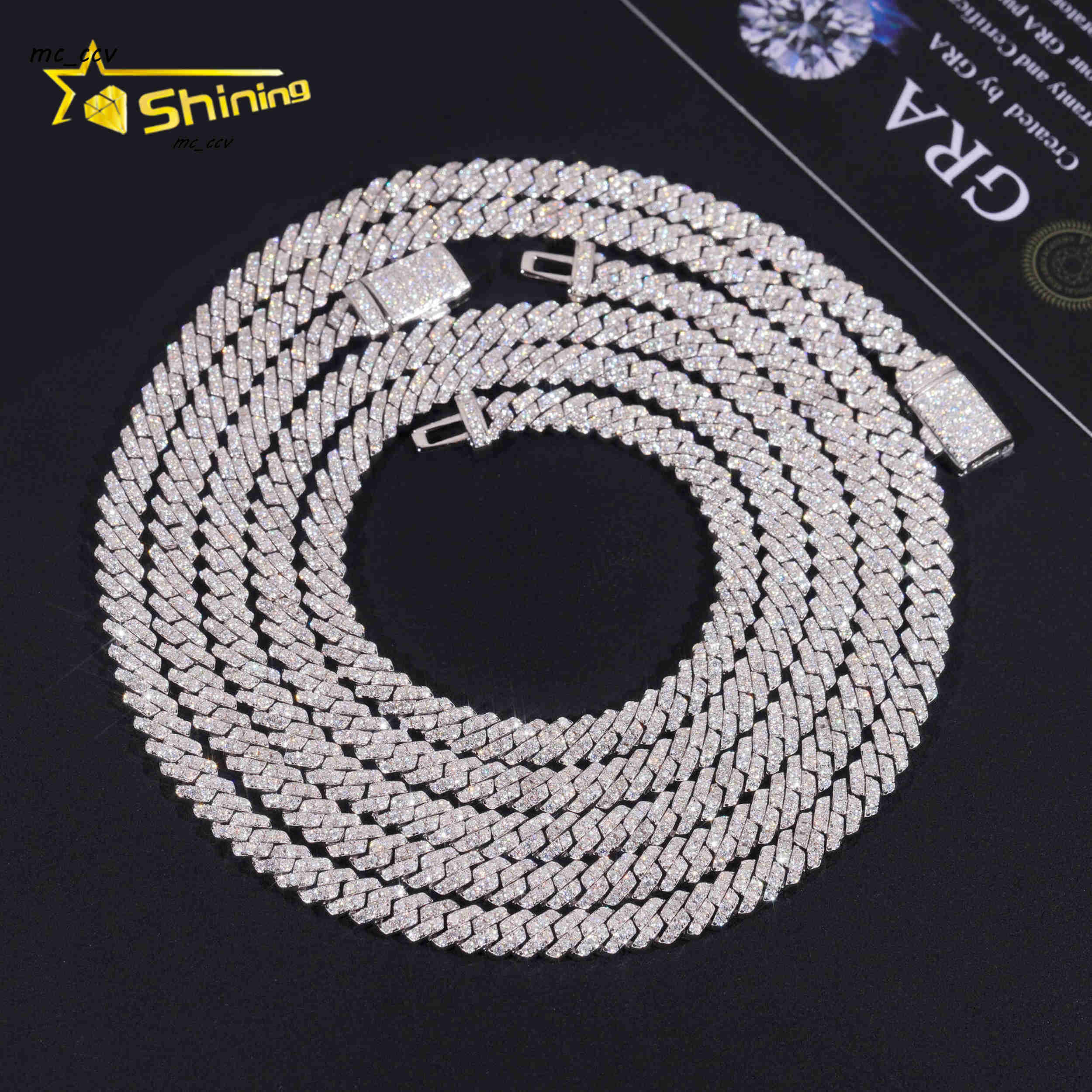 Hot Sale RTS Cuban Chain 5mm ONE ROW Moissanite Pass Diamond Tester 925 Silver Gold Plated Cuban Link Chain Fine Jewelry
