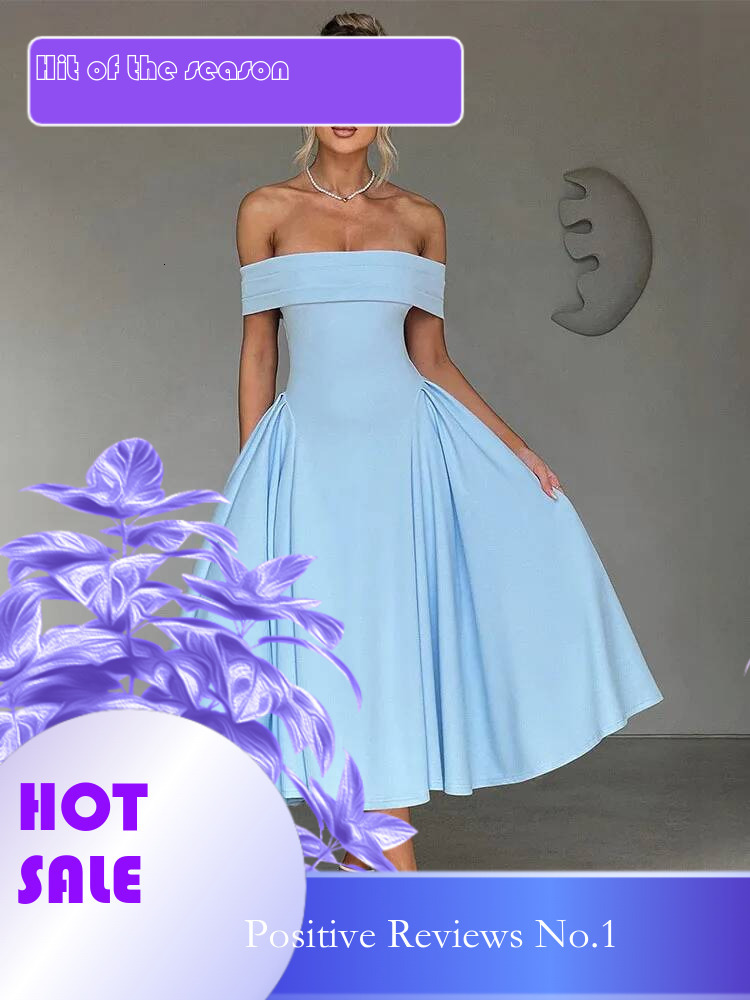 Dongdumaoyi Townlike Midi Long Waist Wrap A Line Dress Women Off Shoulder Spring Summer Backless Nightclub Sexy Party Dresses