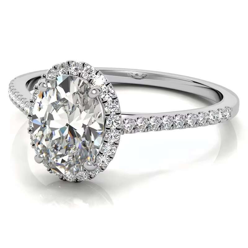 PYQ Fine Jewelry 1.5ct 6x8mm Oval Cut Rhodium Plated D/vvs1 Moissanite Halo Engagement Ring