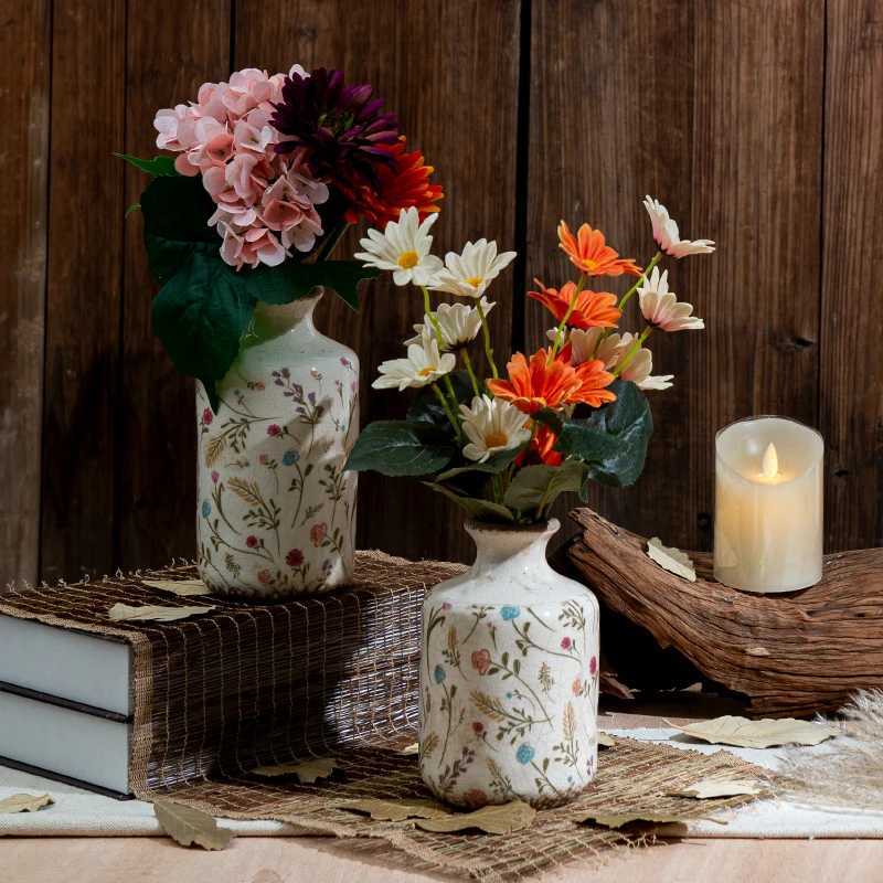 Retro Ceramic Vase Decoration Flower Arrangement Pastoral Style Small Decoration Light Luxury High Sense Flower Arrangement C251124