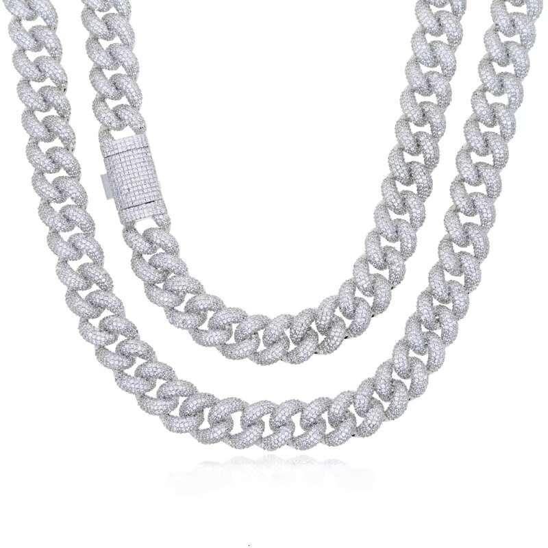 15mm Width Full Paved Cubic Zirconia CZ Iced Out Bling Cool Men Boy Hip Hop Cuban Chain Necklace