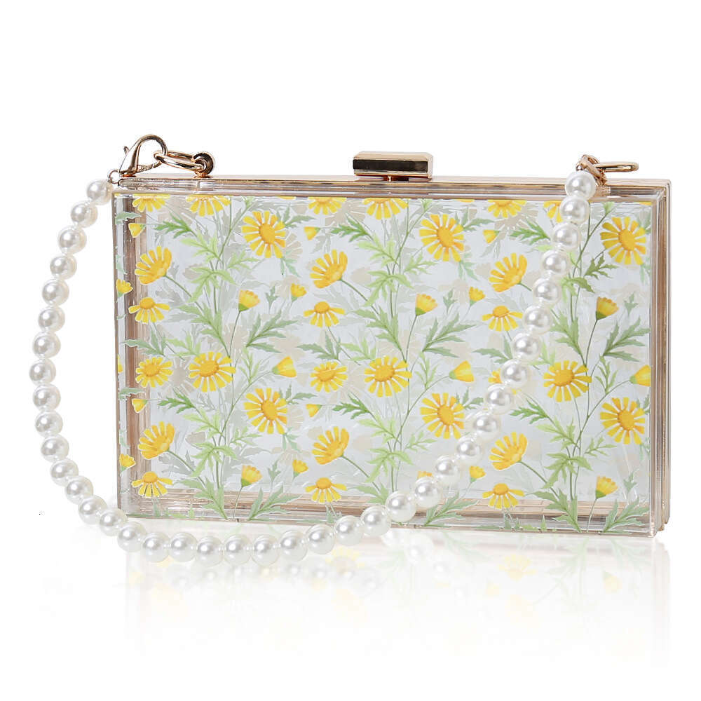 Dinner Bag New Acrylic Transparent Daisy Women S Casual Versatile Shoulder Party Dress Chain Banquet Bag KQ