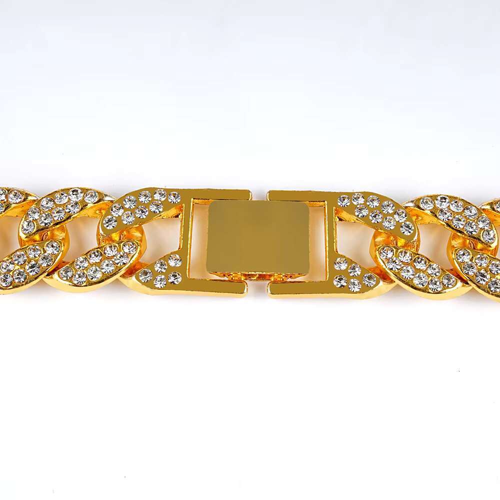 Hip Hop Para Hombre Cadenas De Oro Fashion Men Diamond 18k Gold Plated Miami Cuban Link Chain Jewelry Necklace