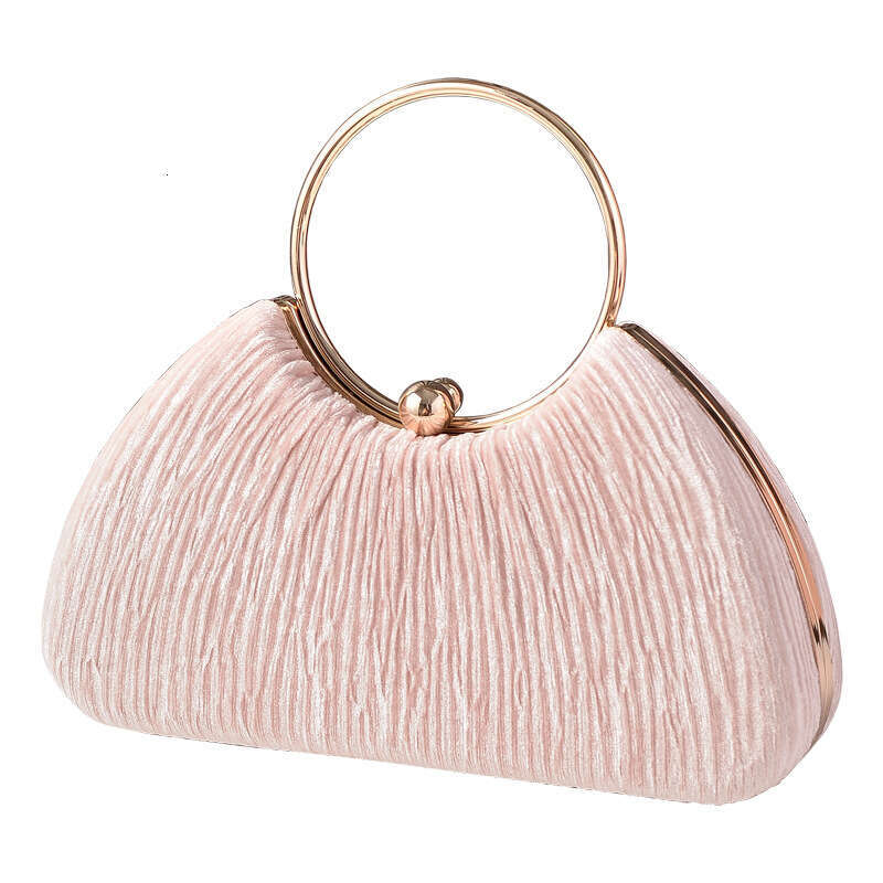 Dinner Bag New Velvet Party Metal Ring Handheld Wrinkled Silver Banquet Dress Chain Women S Bag KQ