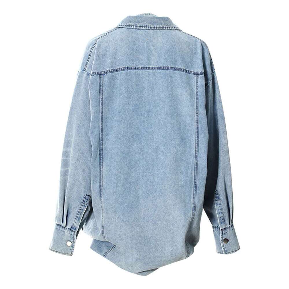 TWOTWINSTYLE Designer Loose Chic Jackets For Women Lapel Long Sleeve Streetwear Patchwork Pockets Coats Female Fashion Style New