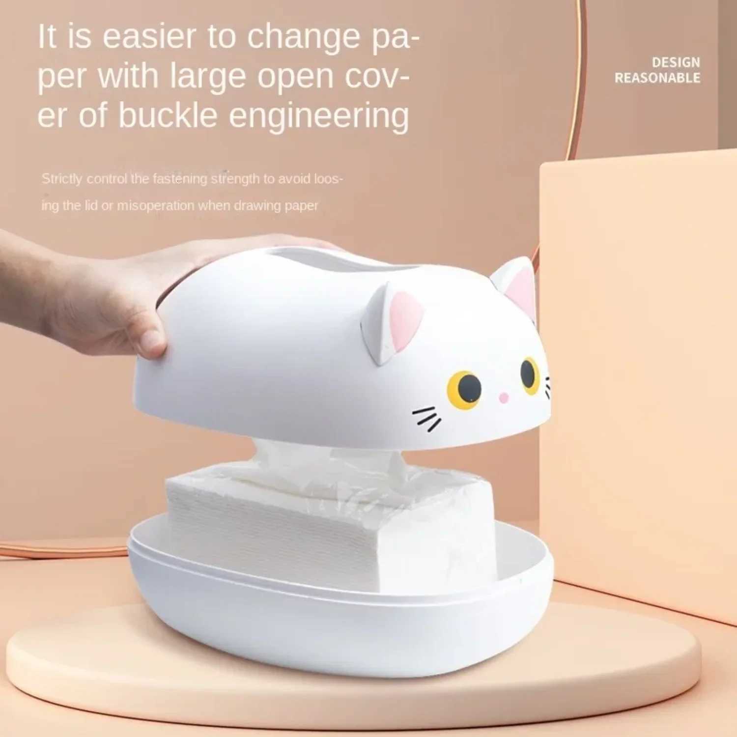 Kawaii Cat Tissue Box Napkin Box Wc Paper Container Desktop Toilet Paper Holder Nordic Style DecorationM251124