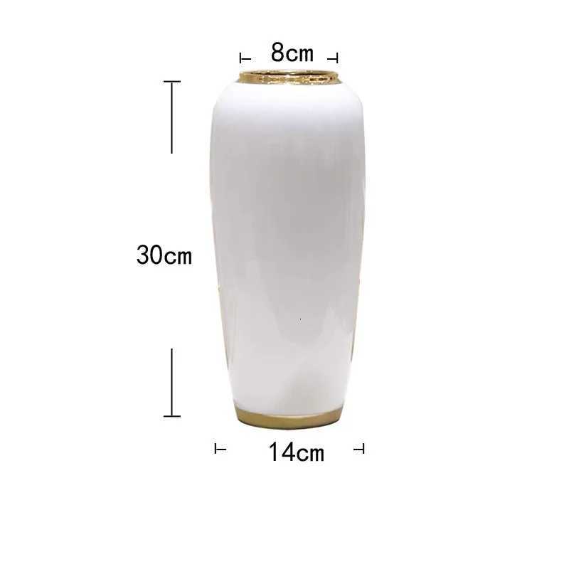 30cm/Nordic Light Luxury White Gold Plated Ceramic Vase Entrance Floral Arrangement Dried Plants Flower Arrangement Vase Liv C251124