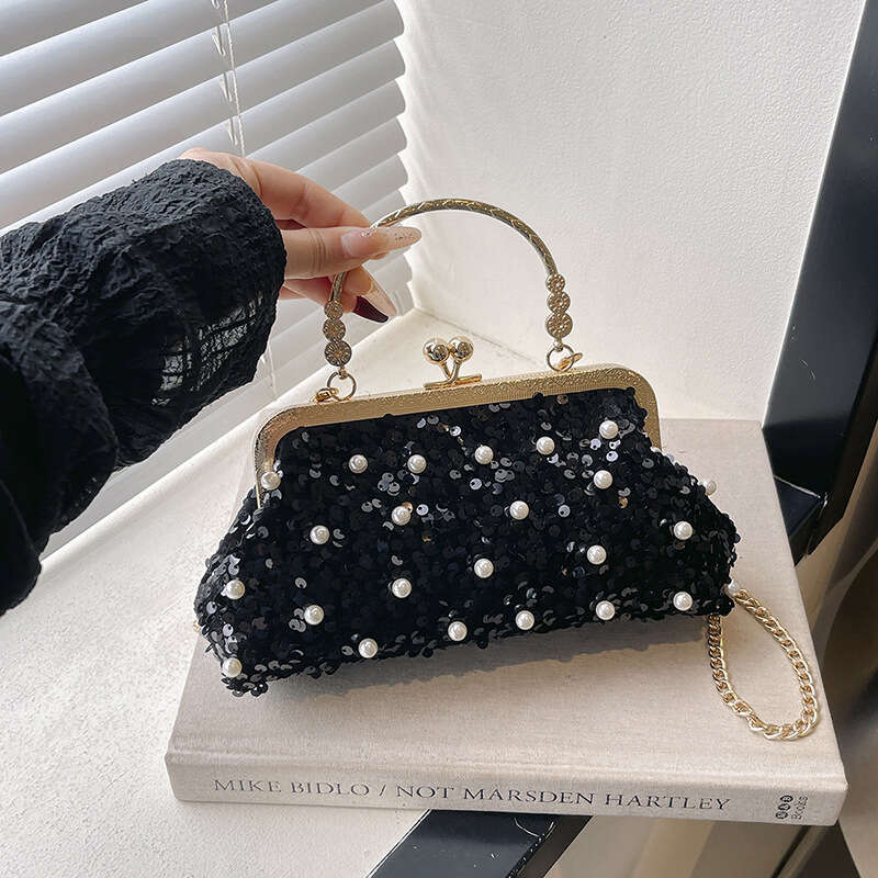 Glitter Women's Dinner 2025 New Street Trend Shell Fashion Chain Hand-Held Crossbody Bag