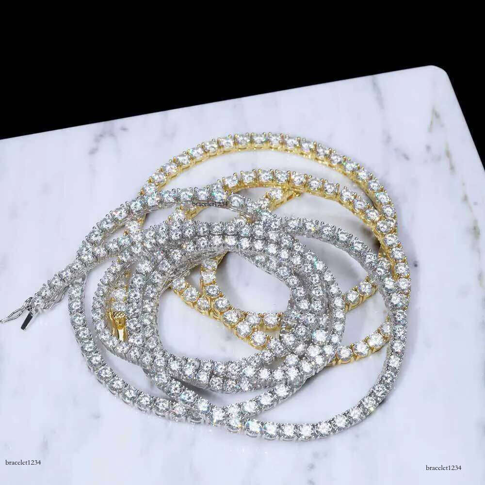 HipHop Jewelry ice out 3mm 4mm 5mm 6mm sterg sier VVS Moissanite Dia Tennis k Chain Bracelet Necklaces
