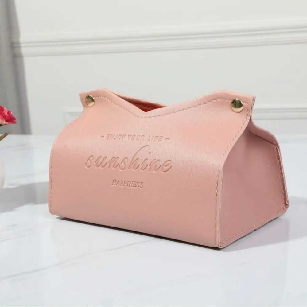 Dustproof Solid Color Tissue Box Multi-purpose PU Leather Napkin Holder Dispenser Storage Case Tissue Paper Storage Bag SundriesM251124