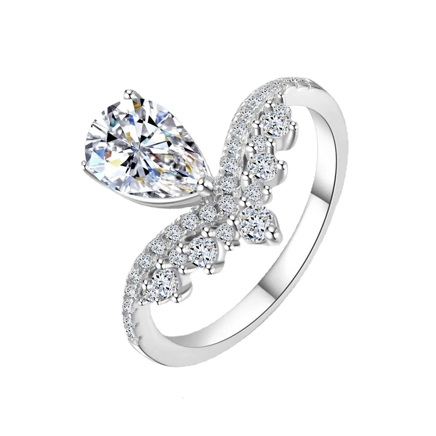 Luxury 1.5ct Water Drop Moissanite Ring GRA Certificate Laboratory Diamond Rings Womens Wedding Jewelry 18K Gold Plated S925 Si