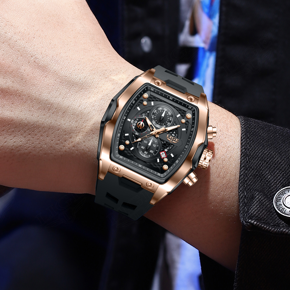 LIGE Men's Quartz Watch Waterproof Watch Top Brand Men's and Women's Universal Style Square Case Fashion Business Watch Holiday Gift Te