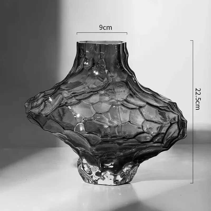 Nordic valley glass vase Denmark canyon living room transparent flower arrangement water care light luxury art vases C251124