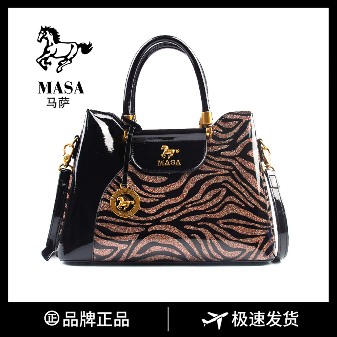 Massa Handbag New Large Capacity Fashionable Glossy Printed High End Feeling Single Shoulder Crossbody MASA Tote Bag