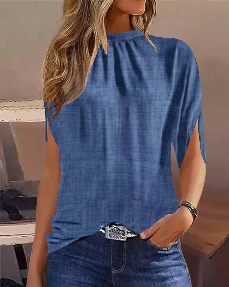 2023 new womens casual round neck regular pullover digital printed shirt for women