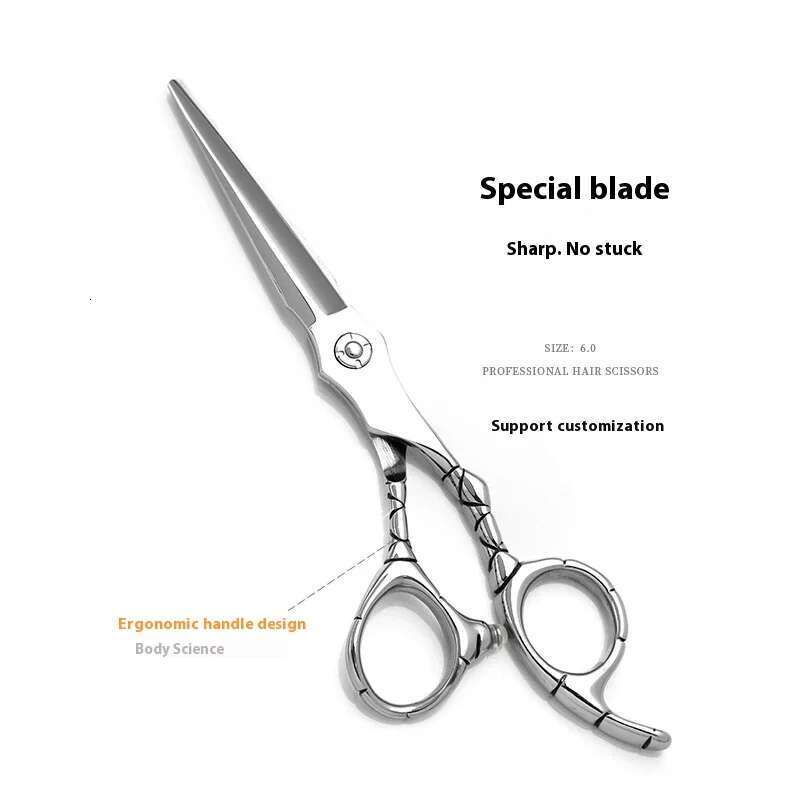 6.0 440CSteel High Grade Hairdressing Scissors Salon Professional Hair Stylist Barber Scissors,Salon & Home Use, Ergonomic Desig