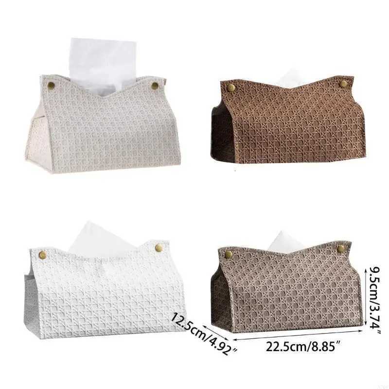 Tissue Box Cover Modern PU Leather Rectangular Tissue Box Holder for BathroomM251124