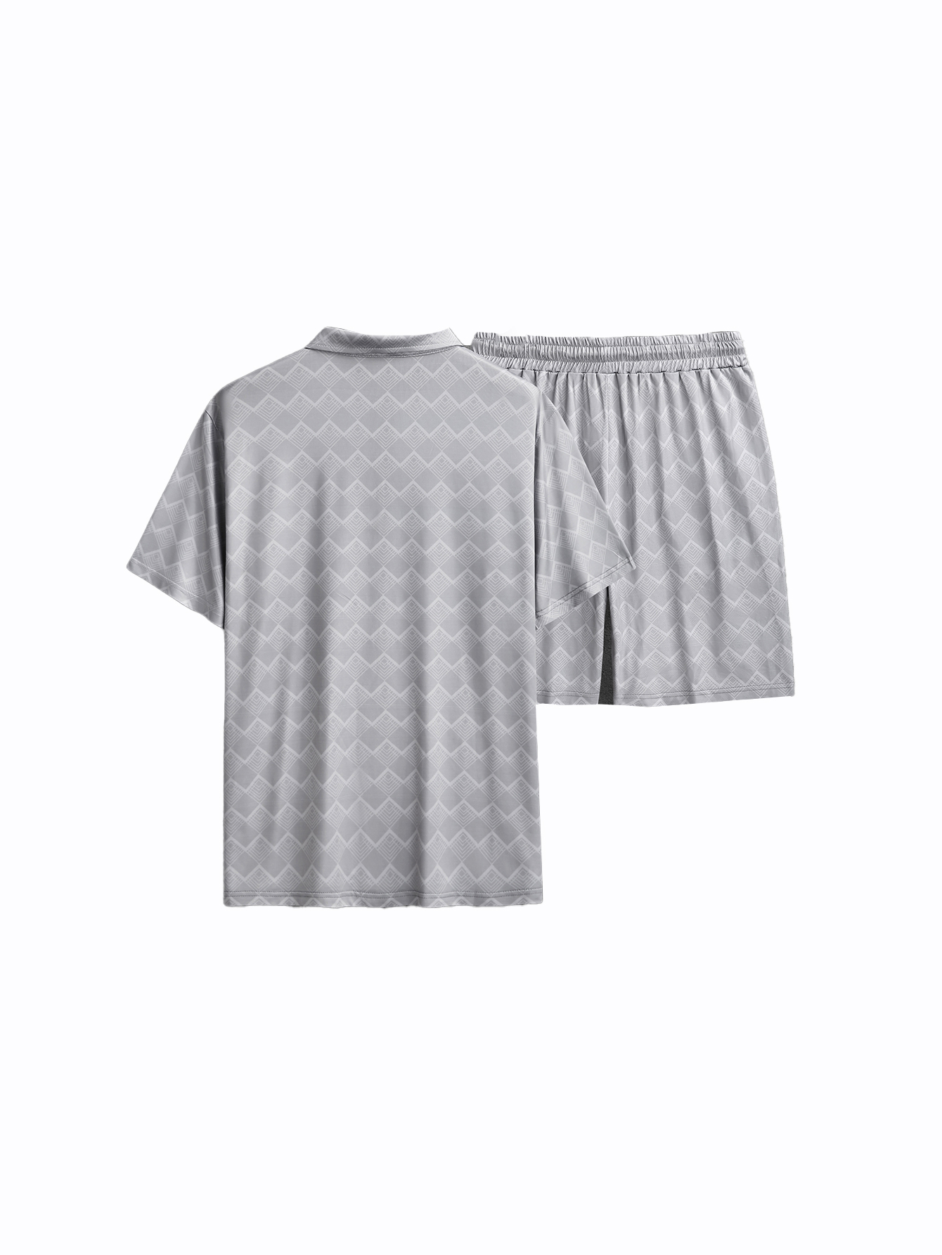 Men's summer business basic casual simple comfortable textured fabric breathable lapel short sleeved polo shirt set