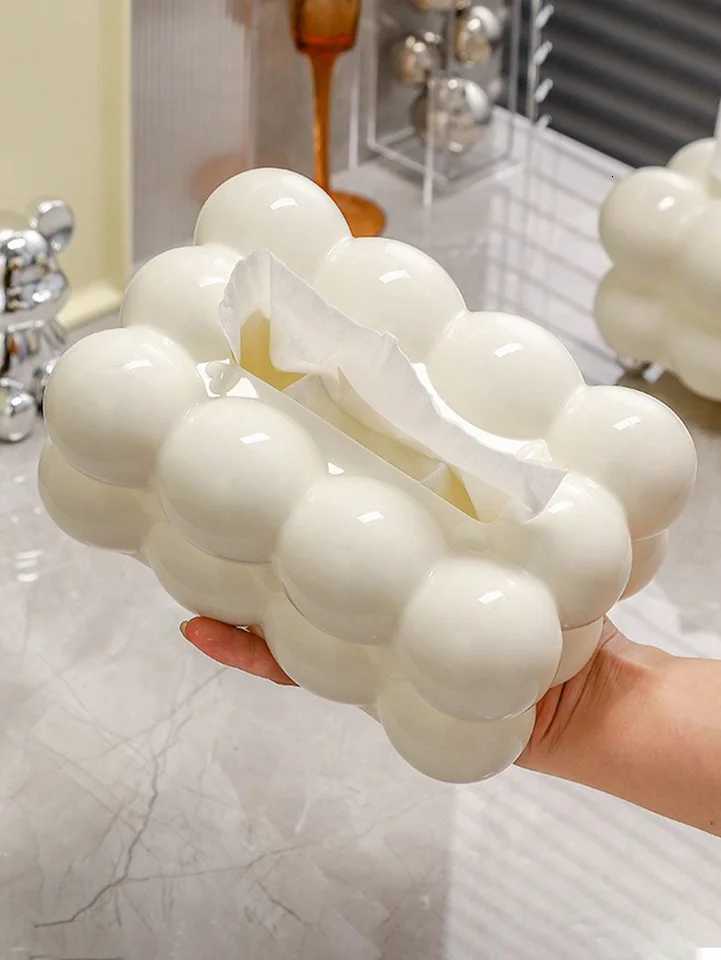 Kawaii White Cloud Shaped Tissue Box Holder - Decorative and Creative Home Storage and Decor SolutionM251124