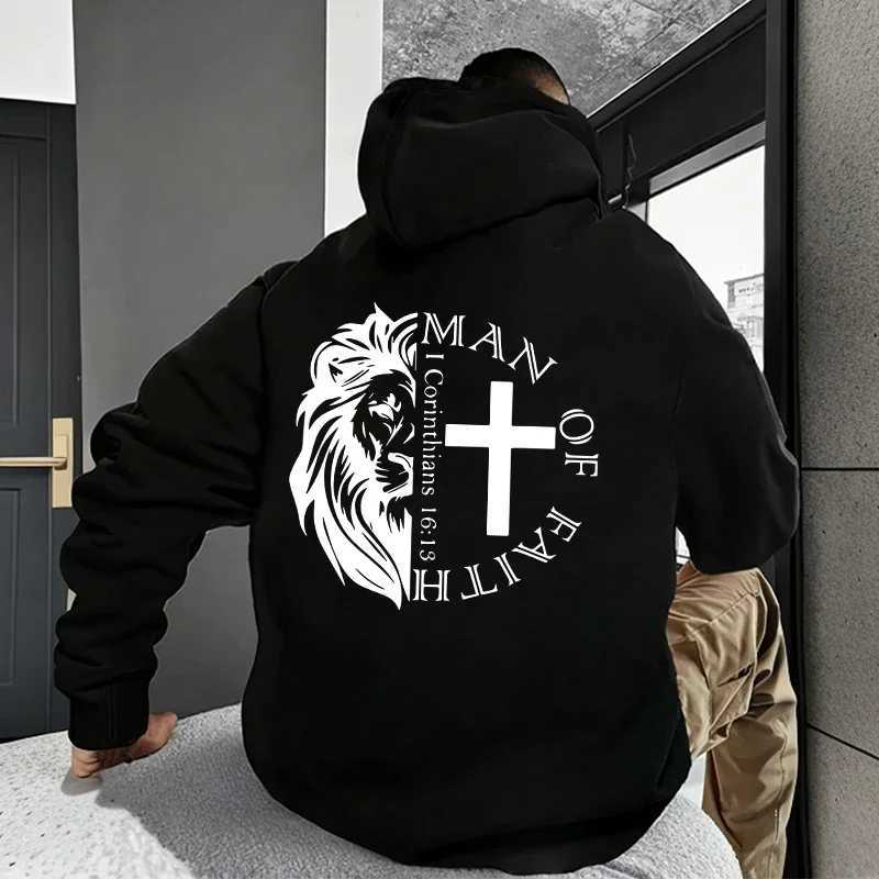 Jesus Christ Style Hoodies 2025 Fall Winter New Arrival Hooded Long Sleeve Sweatshirts Man Off Faith Lion Print Hoody Outerwear M251124