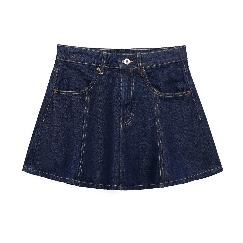 UNIZERA Womens Denim Mini Skirt Zipper Pocket Decoration Aline Skiing SpringSummer Casual Half 250417