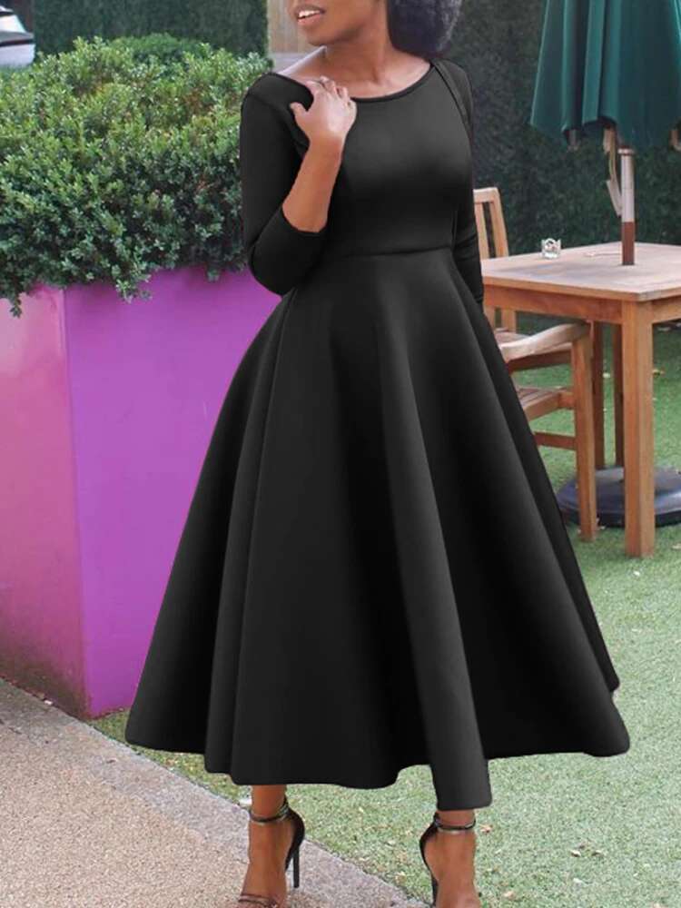 Women White Dresses Party O Neck Three Quarter Sleeves High Waist A Line Pleated Summer Fashion Evening Birthday Gowns 2023 New