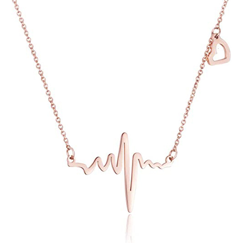 Top Source Fashion Accessories Simple, Fashionable, Neutral, Versatile, Couple Heartbeat Love Titanium Steel Non Fading Necklace