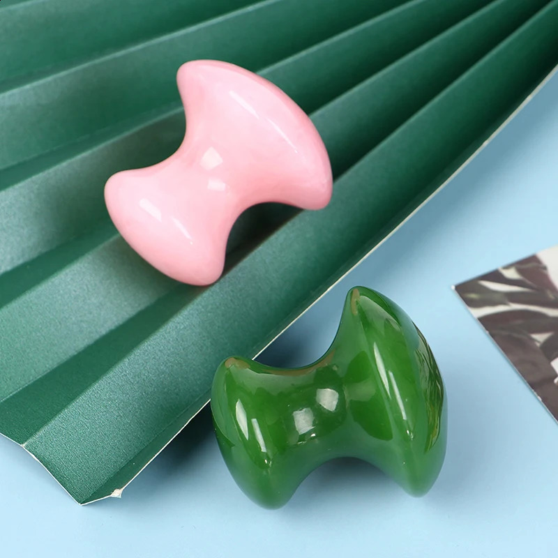 SPA Jade Board Face Massager Natural Rose Quartz Mushroom Facial Back Foot Acupuncture Massage Scraper Gua Sha Tool 250423