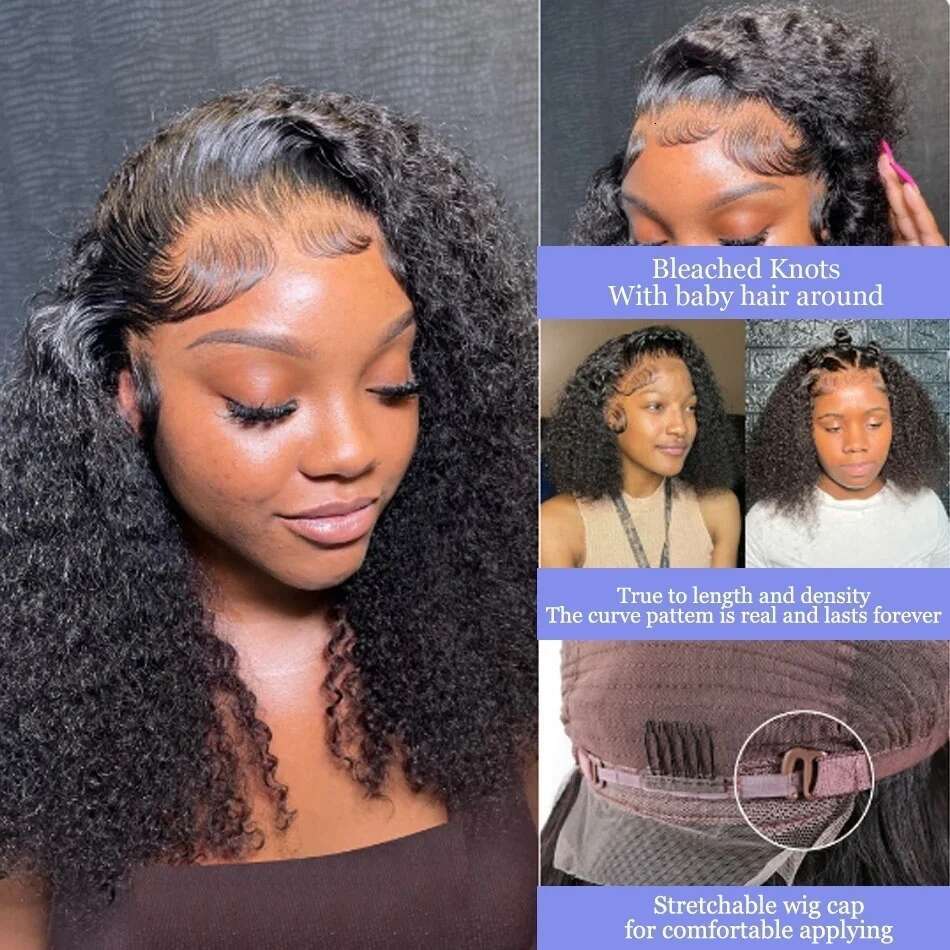 Deep Wave Front Short Bob Wig 13X4 4X4 Lace Frontal Wigs Brazilian Black Pre Plucked Curly Human Hair