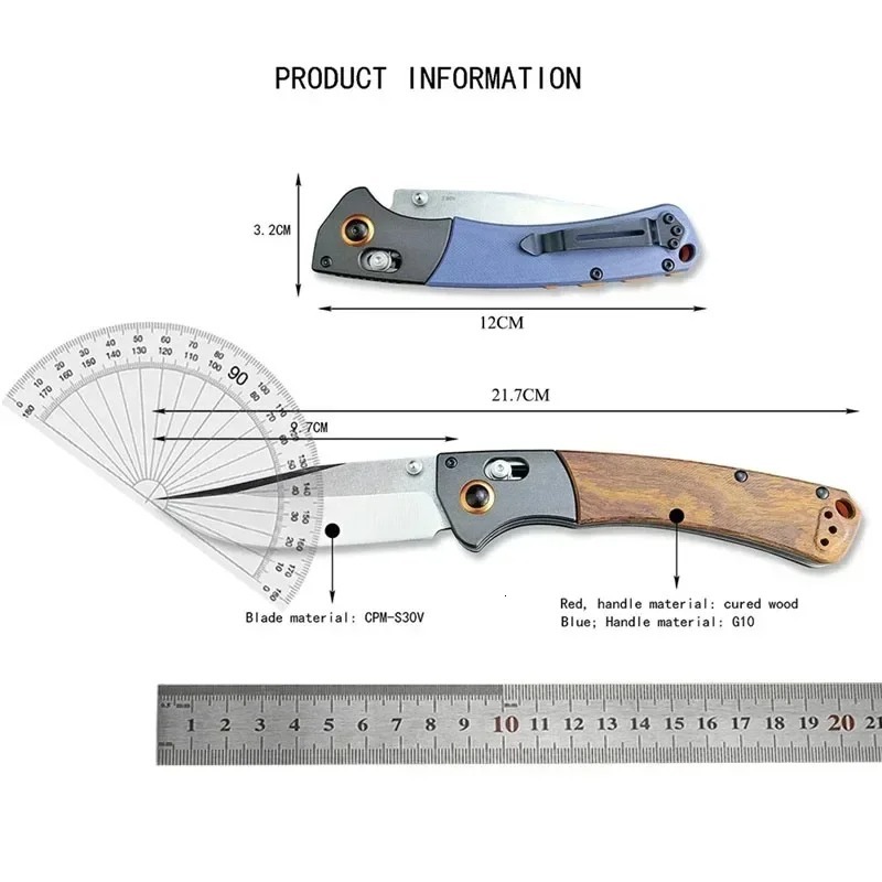 BM 15080 Folding Pocket Knife Damascus Blade Sourwood / G10 Handle Hunting Knife Outdoor EDC Camping Survival Tactical Tools