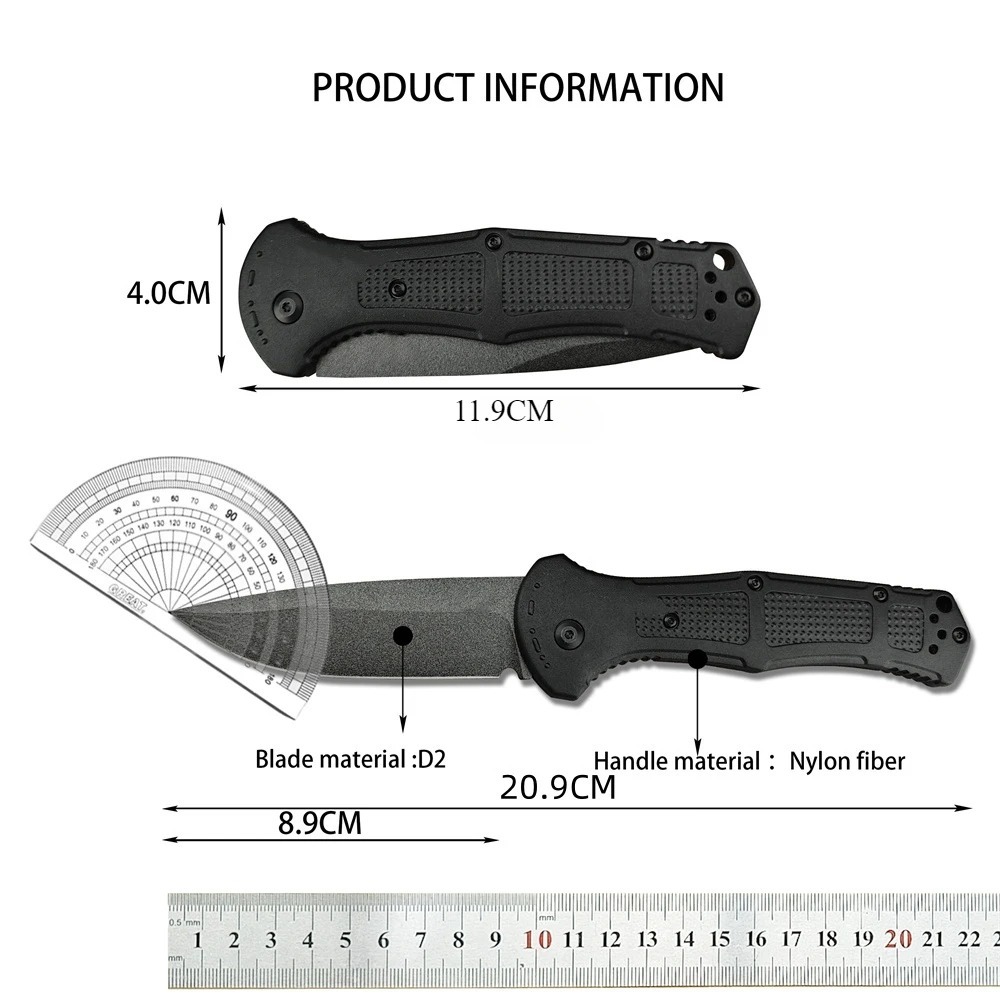 BM 9070 Pocket Folding Knife D2 Blade Nylon Fiber Handle Hunting Self-defense Camping Tactical Survival Knives Portable EDC Tool