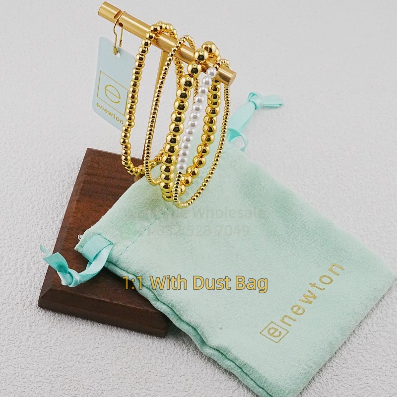 1:1 E-Newton 1:1 Jewelry Gold Pearl Beaded Bracelets Bangles For Women Birthday Christmas Gift EN012