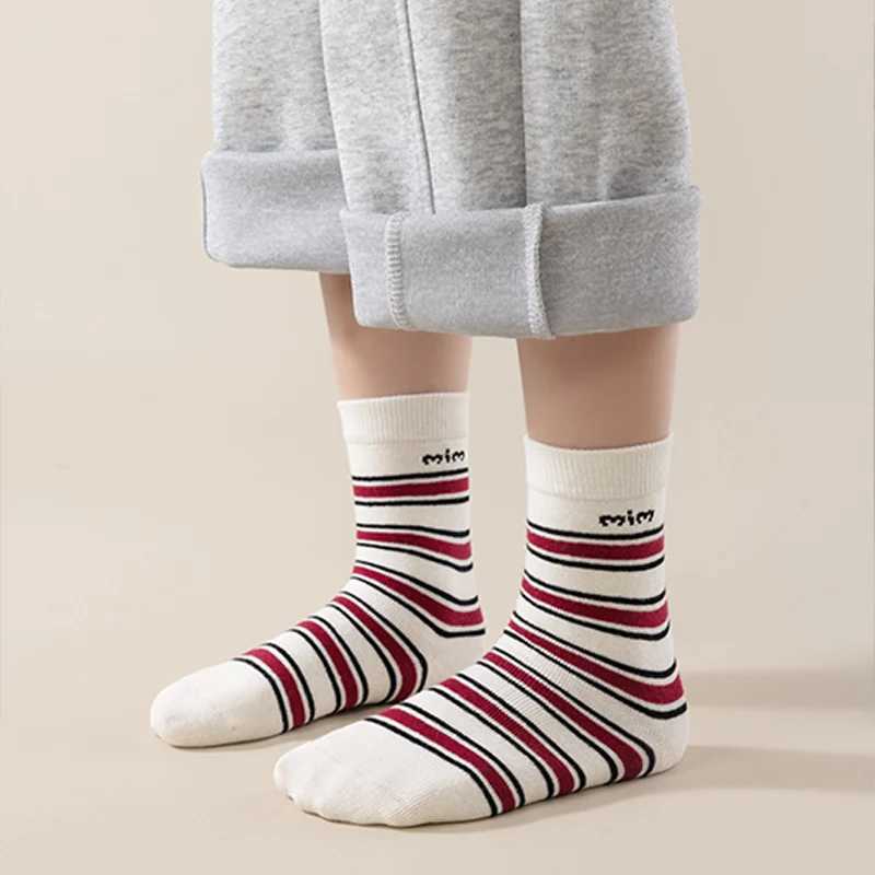 ive pairs of childrens autumn and winter Korean-style versatile striped socks soft comfortable and skin-friendly G251124
