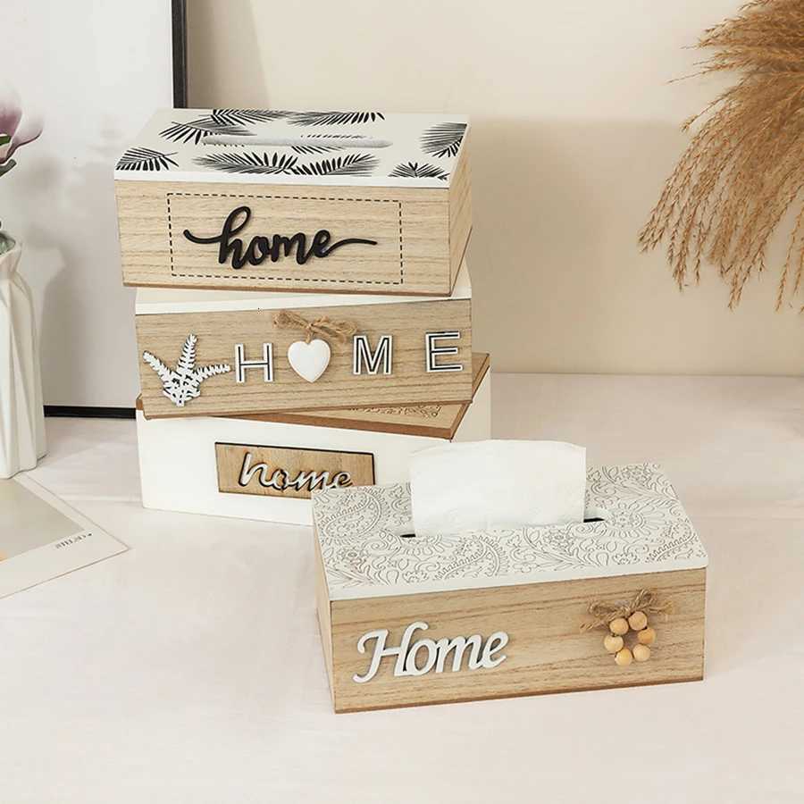European Wooden Tissue Box Handmade Modern Western Restaurant Paper Boxes Living Room Desktop Napkin Organizer Home DecorationM251124
