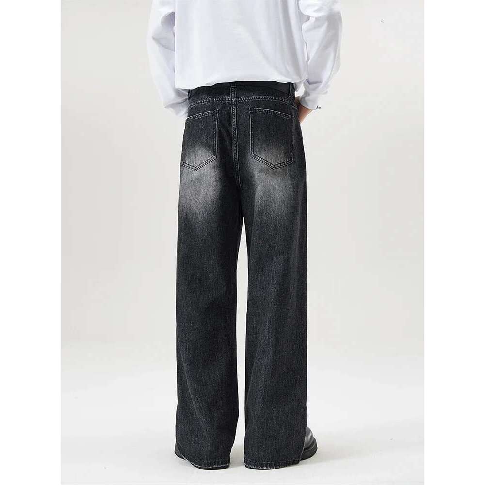 4 Colors Autumn Vintage Distressed Men's Baggy Straight Jeans Fashion Korean High Street Denim Pants Streetwear Male Trousers