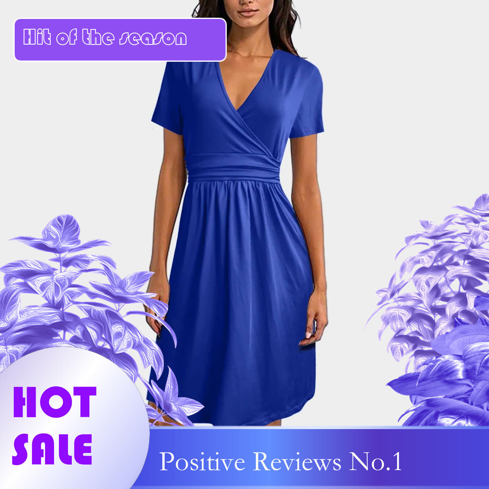 Dongdumaoyi Womens Summer Party Dress Solid V Neck Short Sleeve Casual Dresses For Woman Elegant Loose Swing Pleated Belt Vestidos