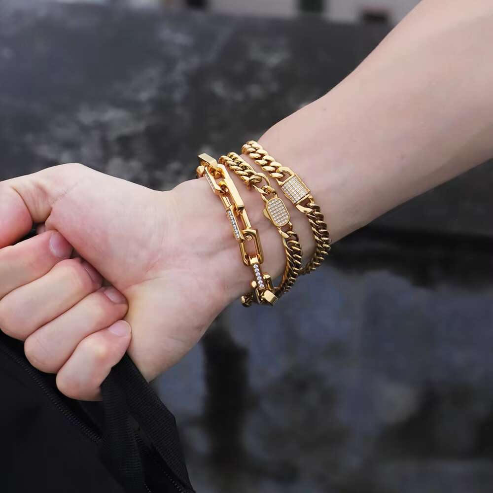 8mm Miami Cuban Moissanite Iced Out Clasp Stainless Steel Cuban Link Chain Bracelet Custom Cuban Bracelet for Men