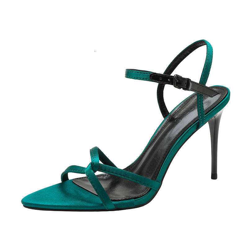 Woman Sandals High Heeled Summer New Style Open Toed Flat Buckle Sandals With Thin Heels And Black Cross Straps Sexy Women S Shoes