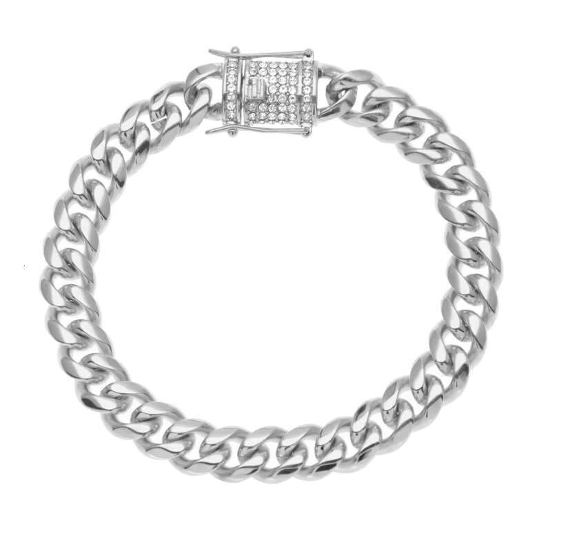 Hiphop Stainless Steel Gold Plated Link Hand Chain Bracelet for Men Cuban Chain with CZ Pave Lock for Wedding or Gift