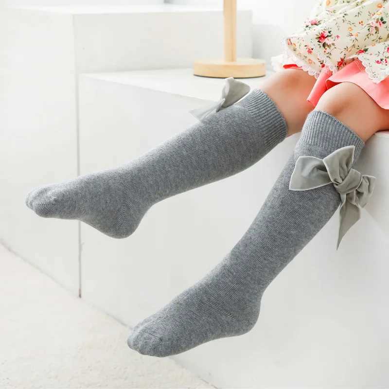 Winter Autumn Baby Girls Christmas Socks Bowknot Kids Knee High Long Sock Cotton Spanish Children 1-8 Years Toddlers Tube Socks G251124