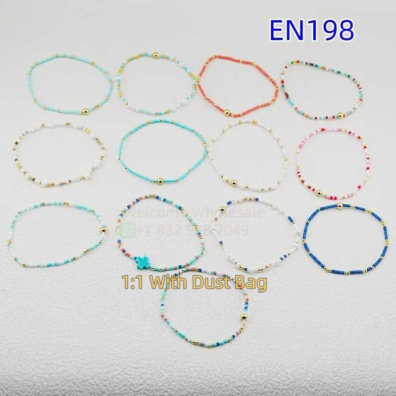 1:1 E-Newton Brand Gold Beaded Love Bracelet Jewelry Bijoux de Luxe Birthday Christmas Gift EN198